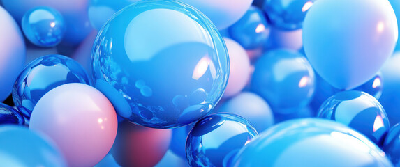 Poster - Shiny blue and pink spheres create vibrant, playful atmosphere