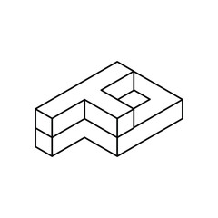 Poster - This is an outline logo design of a monogram letter TP in 3d hexagonal shape in black color that looks clean and modern in a white background


