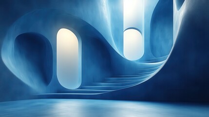 Poster - abstract 3d animation blue geometric composition with moving shapes seamless looped vide