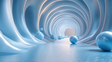 Poster - abstract 3d animation geometric composition with falling blue spheres vide