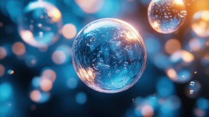 Poster - abstract 3d animation of a blue bubble video loo