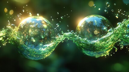Poster - abstract 3d animation of a green bubble video loo