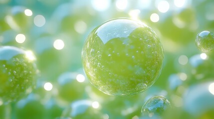 Poster - abstract 3d animation of a green bubble video loo