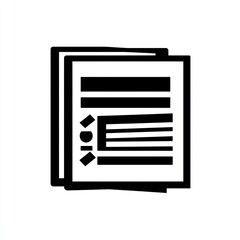 Poster - Stack of documents icon, black and white.