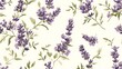 © LuvTK - Delicate lavender sprigs in shades of violet and green, organically scattered across a smooth cream backdrop, hd quality, bright and natural design for spring. --ar 16:9 --tile
