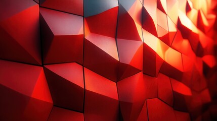Poster - abstract 3d animation red geometric background design seamless looped vide