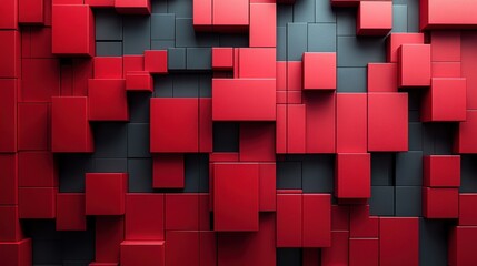 Poster - abstract 3d animation red geometric background design seamless looped vide