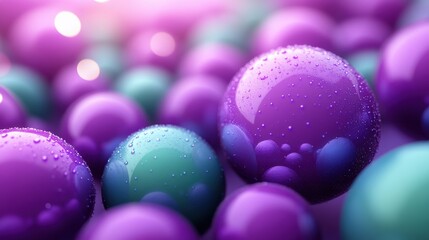 Poster - abstract 3d background design with purple and green sphere