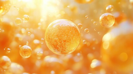 Poster - abstract 3d render animation of yellow bubbles seamless looped vide