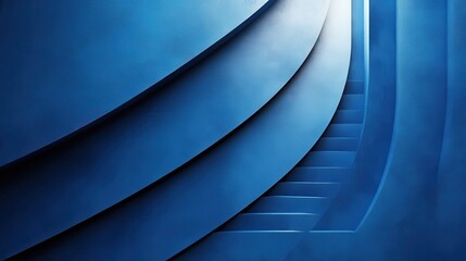Poster - abstract 3d render blue minimalist geometric compositio