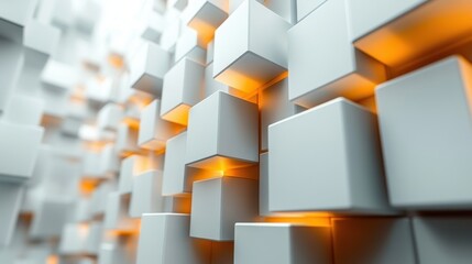 Poster - abstract 3d render geometric composition with cubes white background design seamless looped animatio