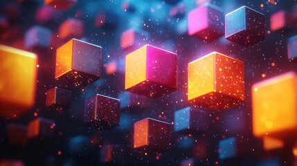 Poster - abstract 3d render modern animation geometric background with cubes motion design vide