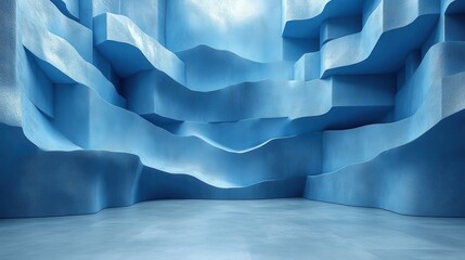 Poster - abstract 3d render modern blue background desig