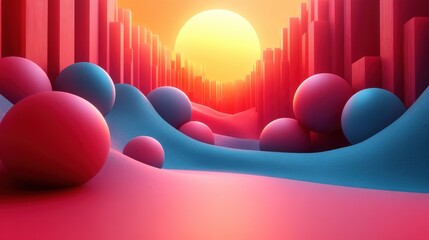 Poster - abstract 3d render of minimalistic composition with geometric shapes modern background desig