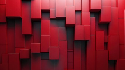 Wall Mural - abstract 3d render red geometric background design animatio