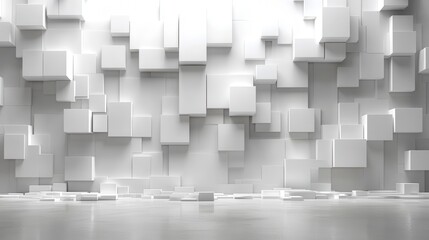 Wall Mural - abstract 3d render white squares geometric background desig