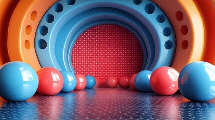 Poster - abstract 3d rendering of geometric shapes modern composition background design with spheres for poster cover branding banner placar
