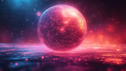 Poster - abstract 3d rendering of low poly sphere with chaotic structure sci fi background with polygonal shape in empty space futuristic desig