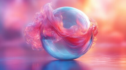 Poster - abstract animation of a colorful magic sphere 3d render seamless looped vide