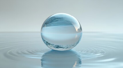 Poster - abstract animation of a glass sphere 3d render seamless looped vide