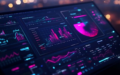 Poster - A detailed digital dashboard for wind energy insights, realtime data graphs, clean UI design, neon accents, futuristic vibe, ultra HD quality