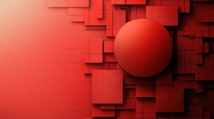 Poster - abstract background design composition with red geometric shape