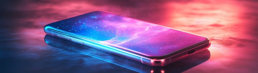 Fototapete - A futuristic phone with a holographic AI assistant projecting from the screen, minimalist design, personalized virtual helper with artificial intelligence technology, highres