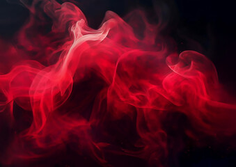 Aufkleber - Red smoke on black background. Abstract background. Colorful smoke.