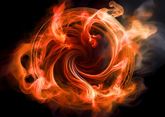 Aufkleber - Abstract fire swirl on a black background with copy space for text