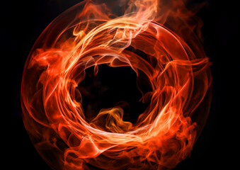 Aufkleber - Abstract background of red and orange fire flames on a black background.
