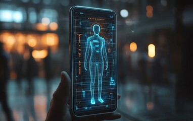 Aufkleber - A phone projecting a floating holographic AI assistant, blending advanced AI technology with a clean, minimalist design, virtual helper theme, ultradetailed, 4K quality