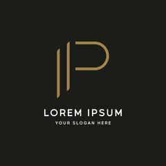 Fototapete - Initial P logo template design with geometry.Logo for business, business card, brand and identity.