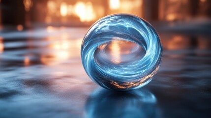 Poster - abstract blue sphere with rings 3d rende