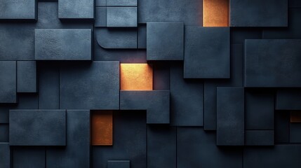 Wall Mural - abstract geometric composition dark background design 3d rende