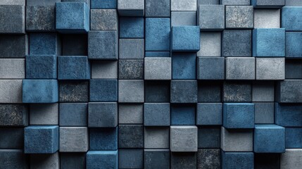 Poster - blue and gray cubes 3d rende