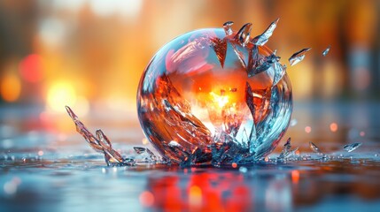 Poster - broken colorful sphere 3d rende