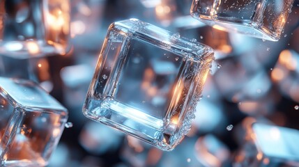 Poster - flying glass blocks 3d rendered animation seamless looped vide