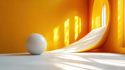 Poster - geometric background design with yellow abstract sphere 3d rende