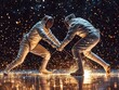 © Breezze - Intense Fencing Duel Captured Mid-Action with Dramatic Sparks in Studio Lighting
