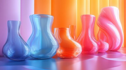 Poster - set of abstract elements 3d rende