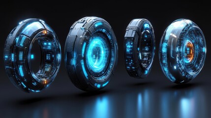 Poster - set of futuristic shapes 3d rende