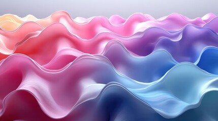 Poster - set of waves in different colors 3d rende