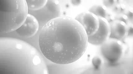 Poster - structure with white spheres 3d rende