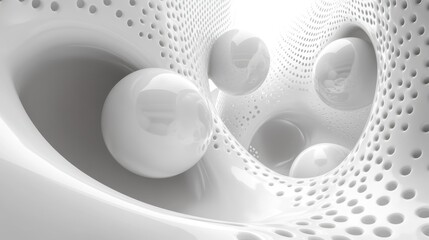 Poster - structure with white spheres 3d rende