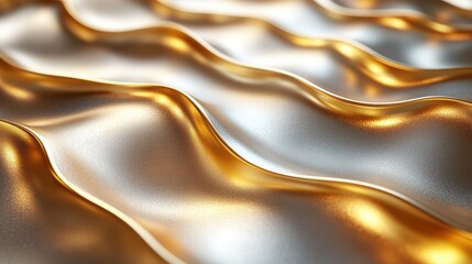 Poster - wavy gold surface 3d rende