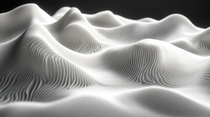 Poster - white wavy shape 3d rende
