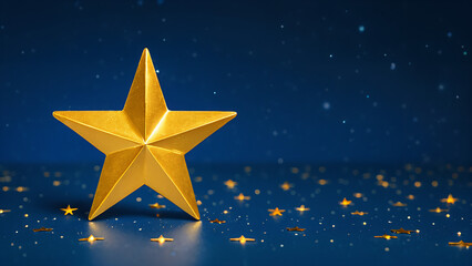 golden star on blue background