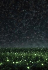 Wall Mural - dense field of tiny green stars on a dark night sky , emerald, green