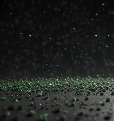 Wall Mural - scattered miniature green stars, black backdrop stellar dust effect , vibrant, sky, pattern