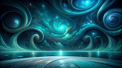 Wall Mural - Serene Aquatic Dreamscape A Celestial Ocean with Swirling Nebulae and Calm Waters